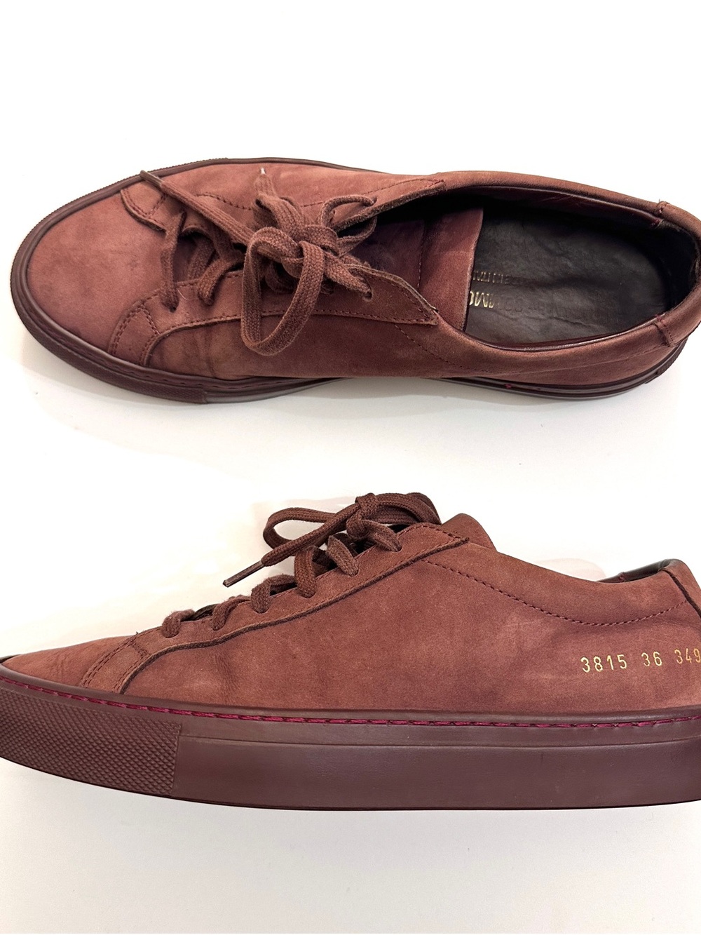 Women's Common Projects Maroon Suede Sneakers Size 6